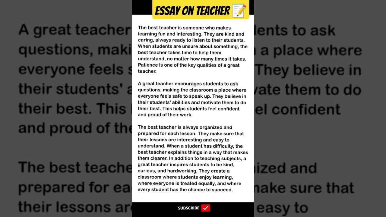 Essay on teacher in english/ teacher day speech in english #education #essaywriting