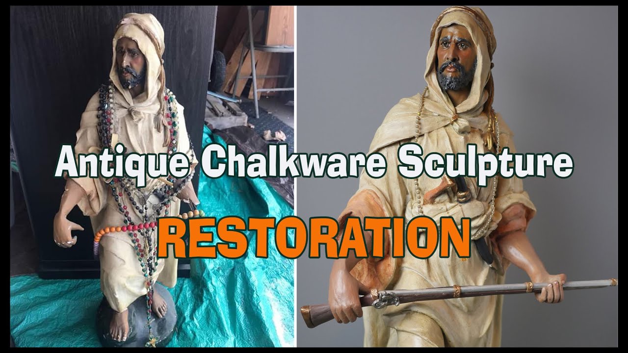 Antique Chalkware Plaster Statue Restoration and Painting