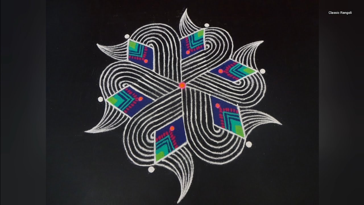 Easy Padi Kolam / Friday Padi Kolam / Simple kolam / 5×3 Dots kolam / Classic Rangoli / Easy Kolam