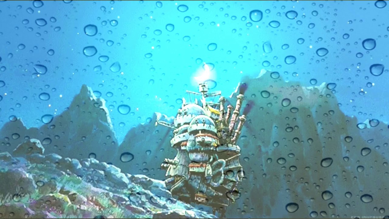 howl's moving castle music mixed with  rain and thunder sooo relaxing