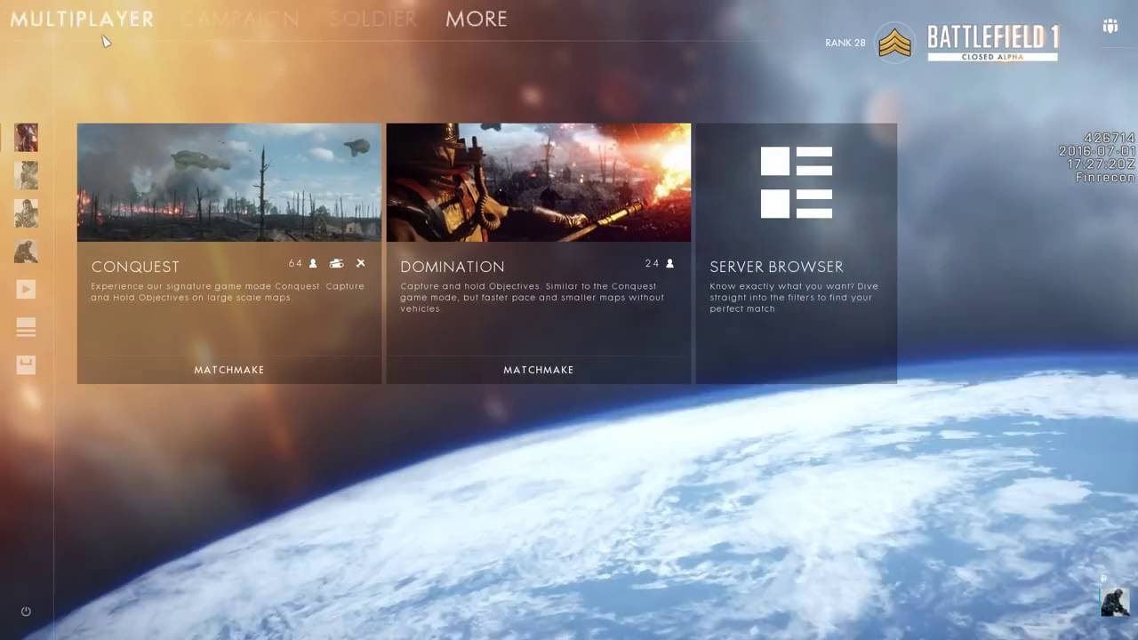 Battlefield 1 Closed Alpha All Menus and Settings!