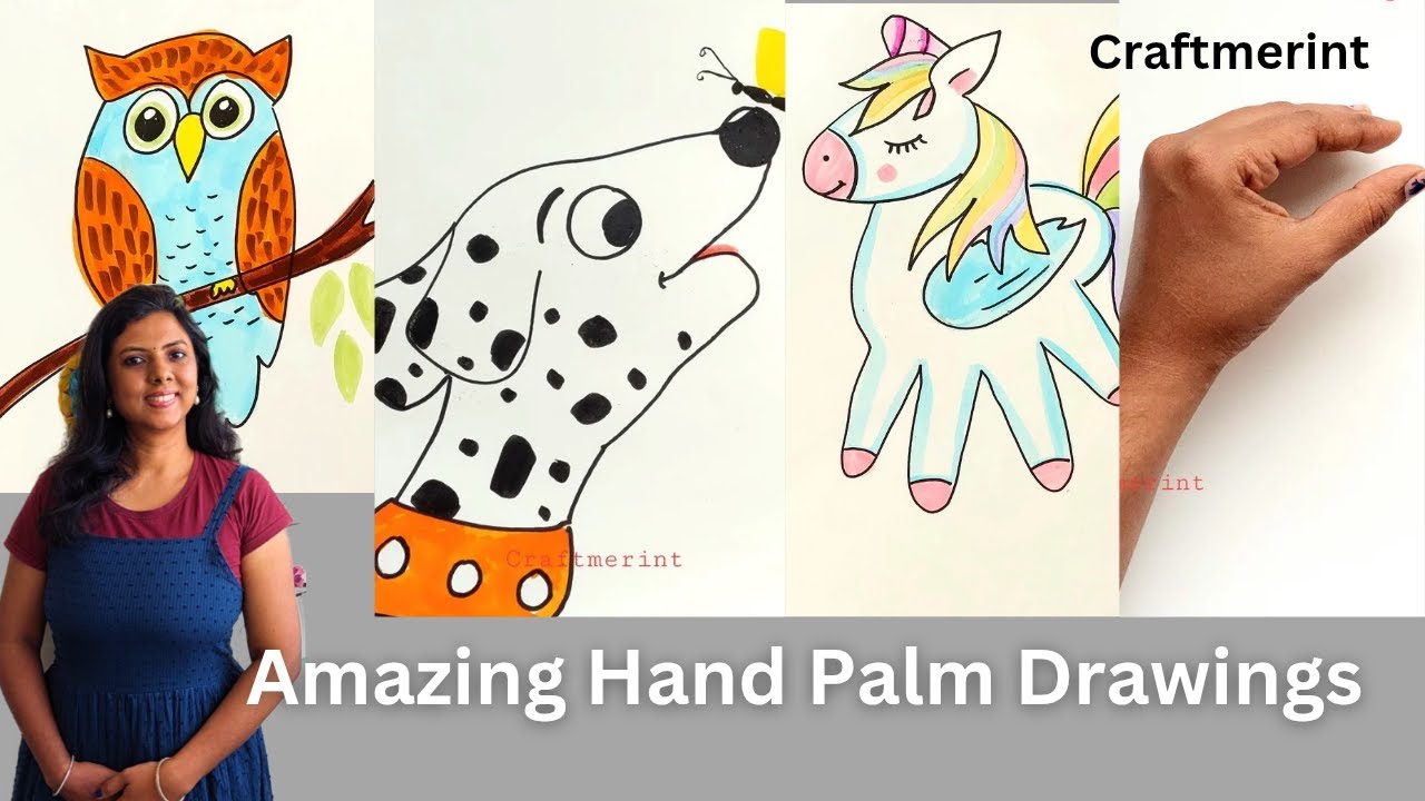 Simple Hand Palm Art | Easy Drawing Tricks for Beginners | Craftmerint Animal Drawing #craftmerint /