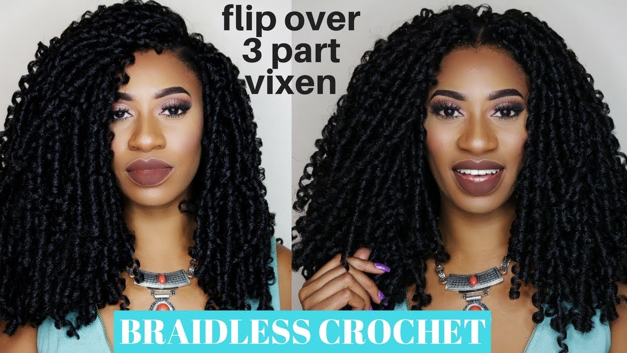 3 part vixen Braidless Crochet (Flip Over Method) no cornrows no LEAVEOUT ft. kima braid soft dreads