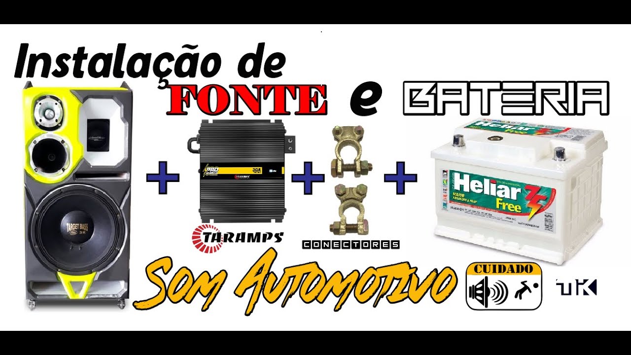 Como instalar Bateria e Fonte no Som Automotivo - Muito fácil
