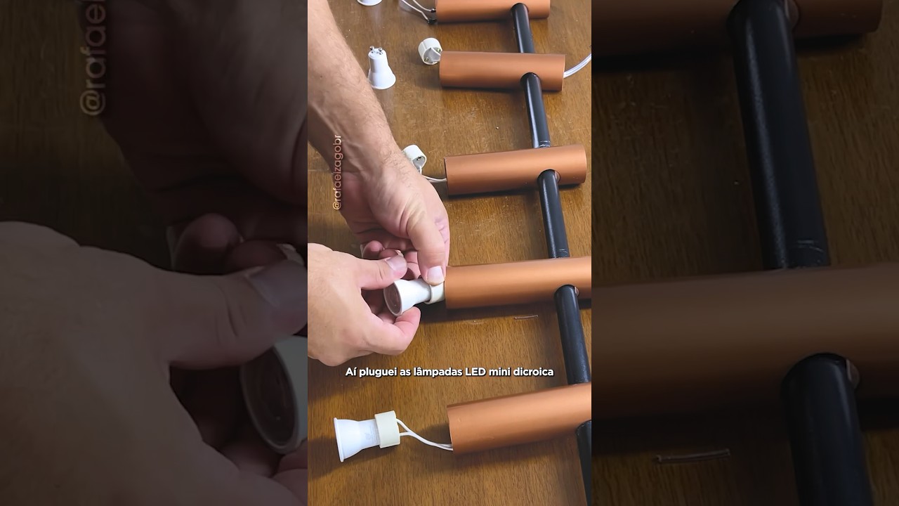 Fiz uma lumin&aacute;ria de PVC #parte2 #diy #pvc #lumin&aacute;rias