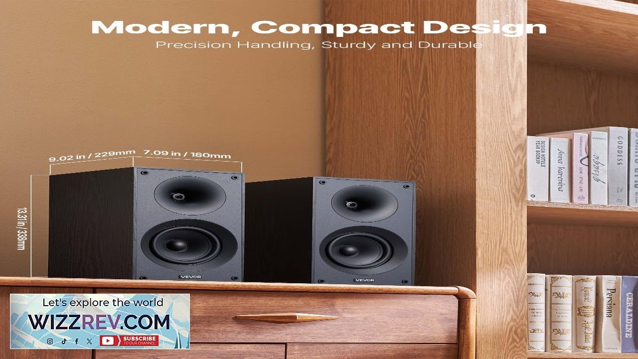 VEVOR Passive Bookshelf Speaker 300W Book Shelf Stereo Speakers with 5.25 Inch Woofer