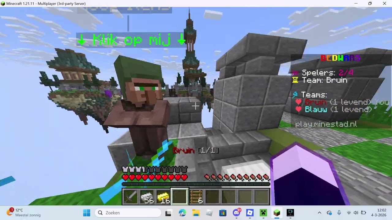 Minecraft Bedwars spelen tegen een van de beste Minestad speler