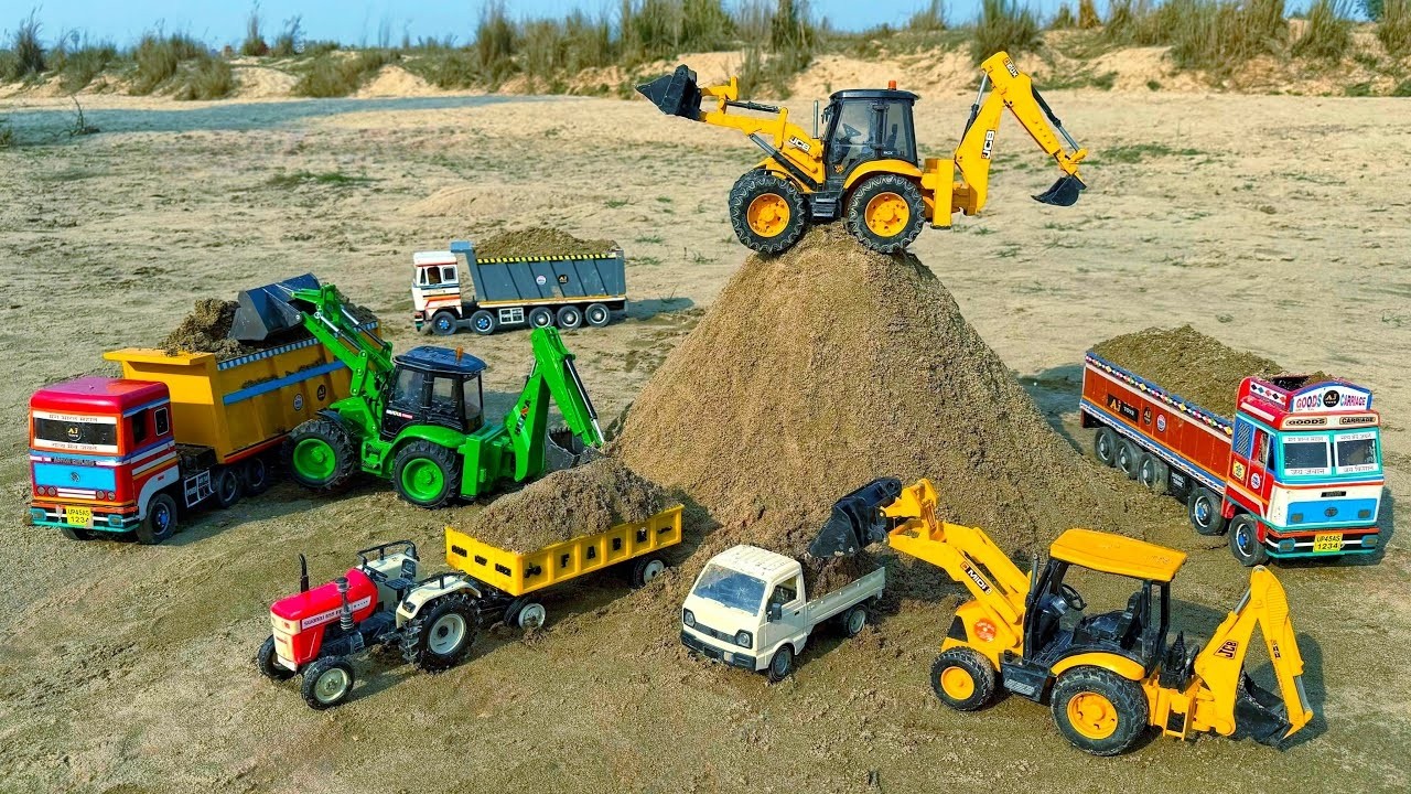 JCB 5CX Loading Mud BharatBenz Truck Swaraj Tractor Pickup Tipper? Jcb Ki Khudai | Tractor cartoon