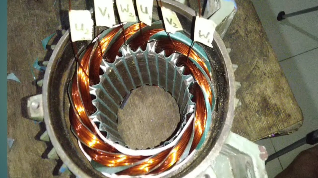 CARA GULUNG BLOK SISIR SINGLE LAYER DINAMO 3 PHASE 4 POLE 24 LOBANG SAMBUNGAN SERI