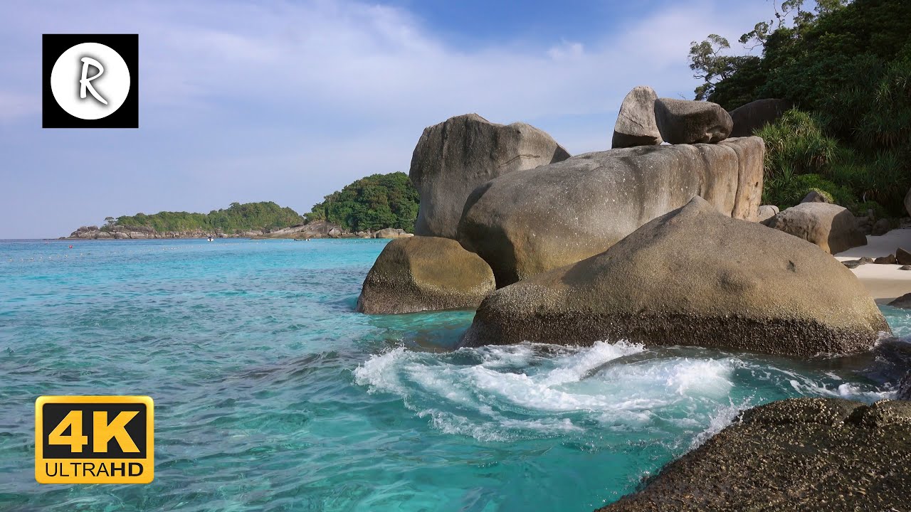 🌴 Relaxing Tropical Island Sounds - Gentle Ocean Waves & Tropical Birds Thailand Nature Sound 4K