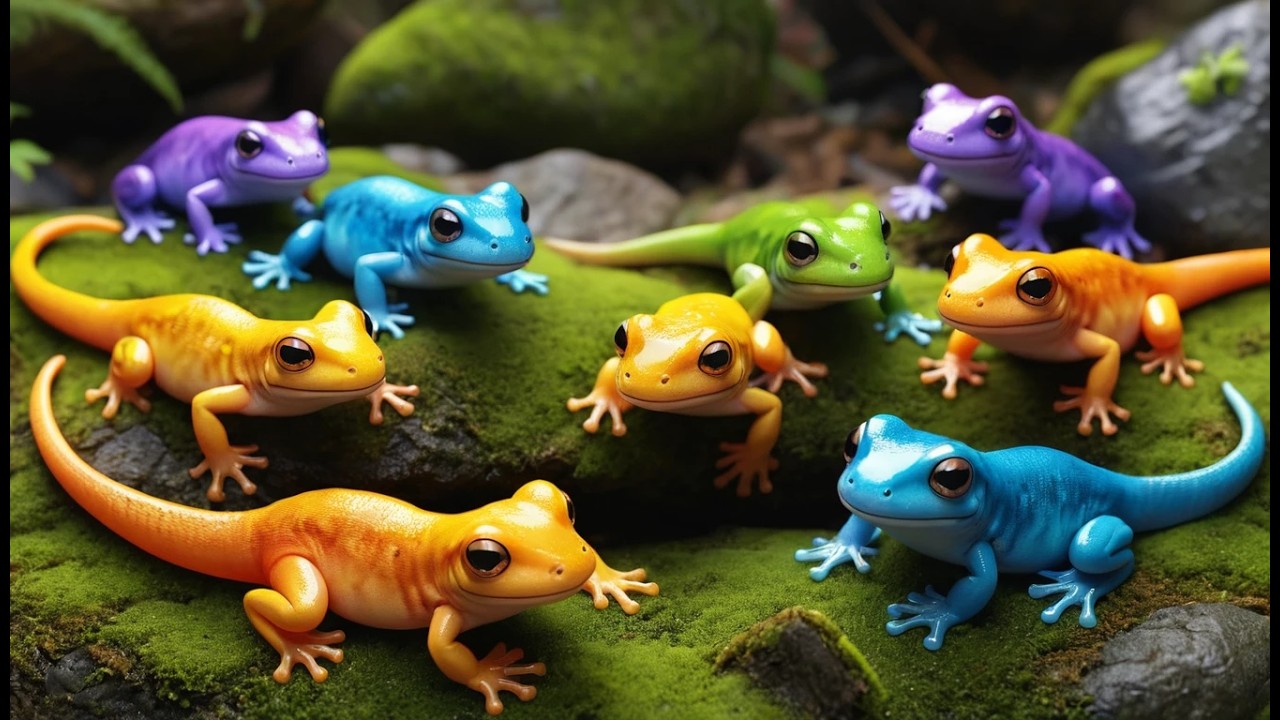 F&uuml;nf kleine Salamander gleiten &uuml;ber das Moos | Natur-Kinderlied & Z&auml;hlen Lernen