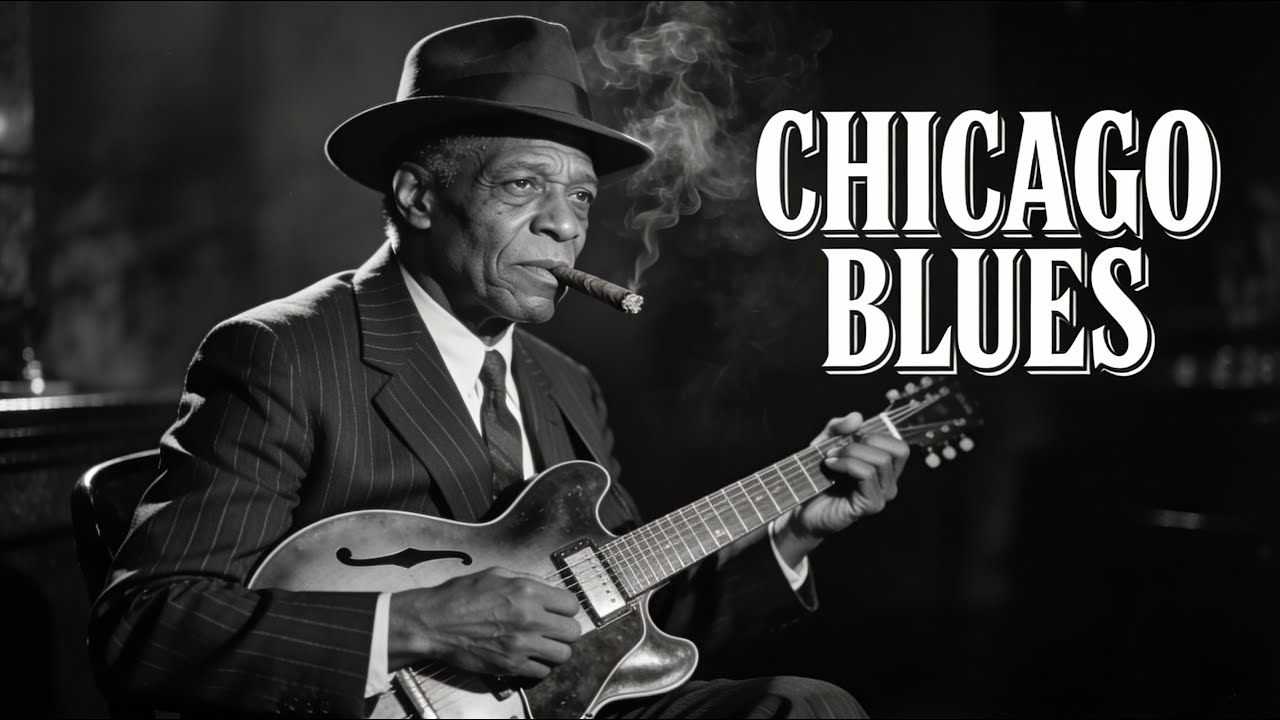 Relaxing Whiskey Blues Music for Stress Relief ~ Slow Soul Guitar from the Windy City | Smoky Lounge