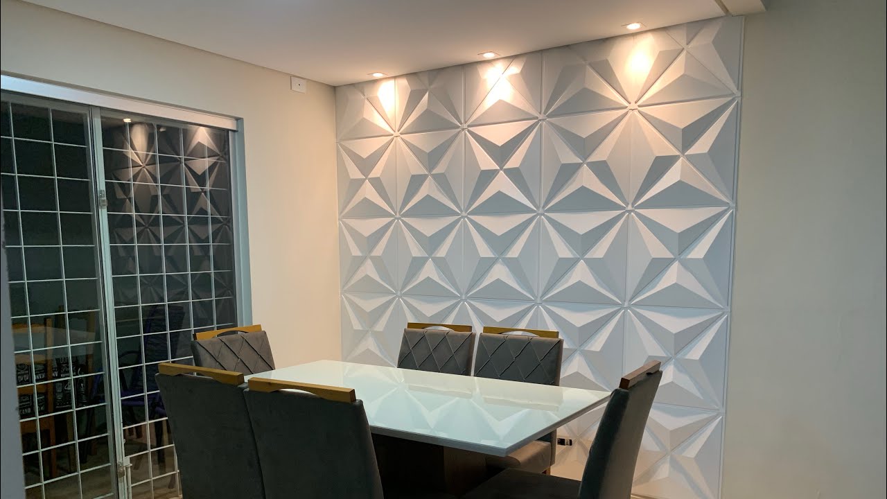 PAREDE DECORADA COM PLACAS 3D DE PVC