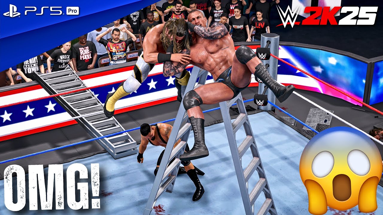 WWE 2K25 - Легендарный лестничный матч 8 на 8 за титул чемпиона мира WWE в тяжелом весе | PS5 Pro...