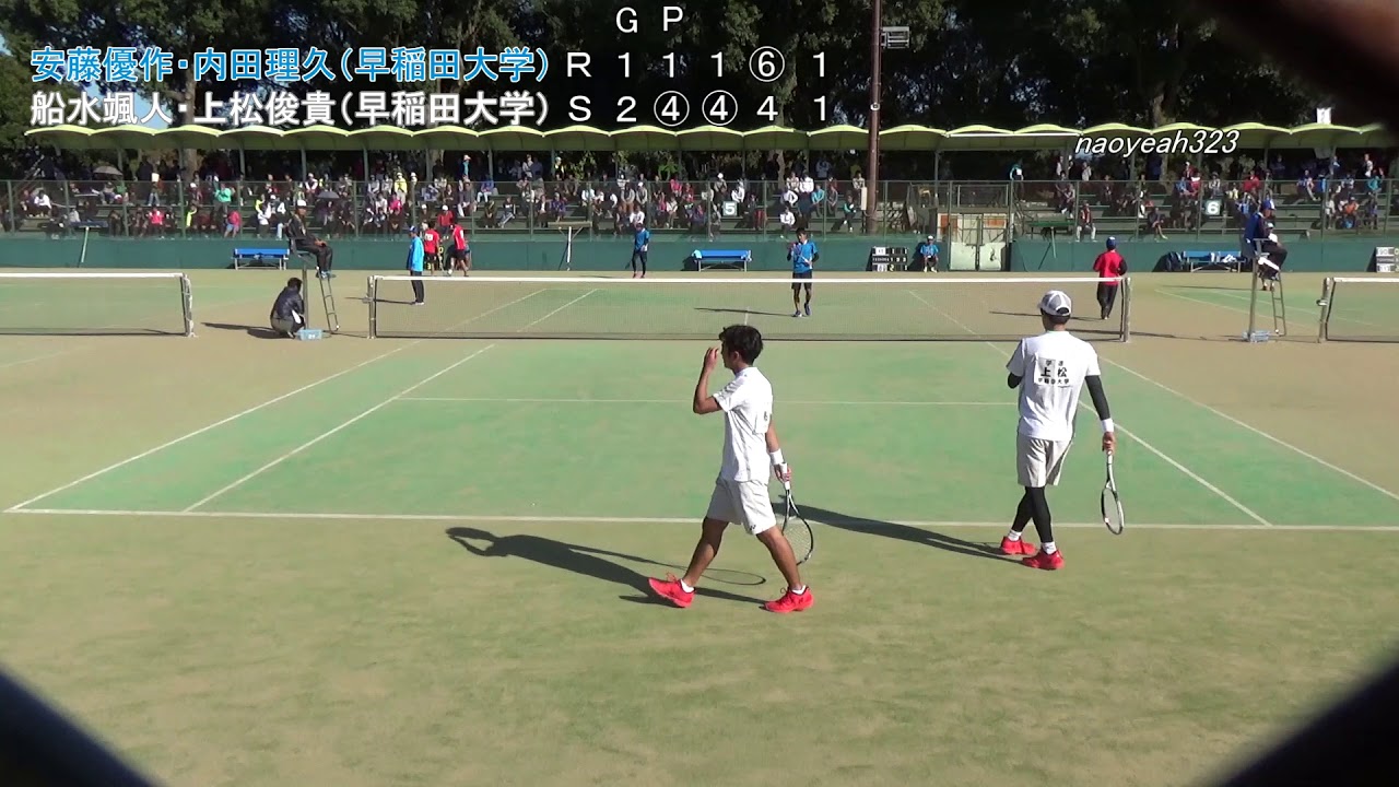 2018年 全日本ソフトテニス選手権 男子 準々決勝 安藤・内田（早稲田大学） 対 船水・上松（早稲田大学）