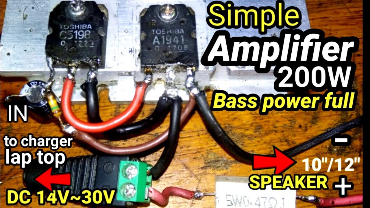 How to make Powerful 200W Amplifier ||Cara membuat Amplifier DC 14V~18V dari Charger Laptop