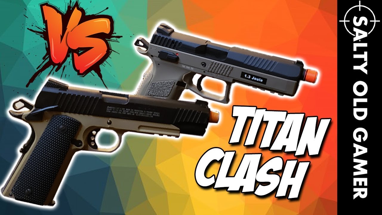 ASG CZ P-09 vs Elite Force 1911 TAC Head to Head | SaltyOldGamer Airsoft Review