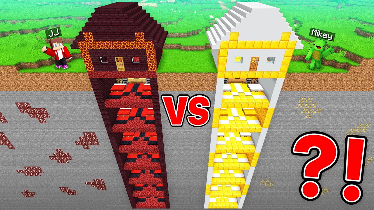 JJ's GOD Skyscraper vs Mikey's DEVIL Skyscraper Undeground Base Battle in Minecraft - Maizen
