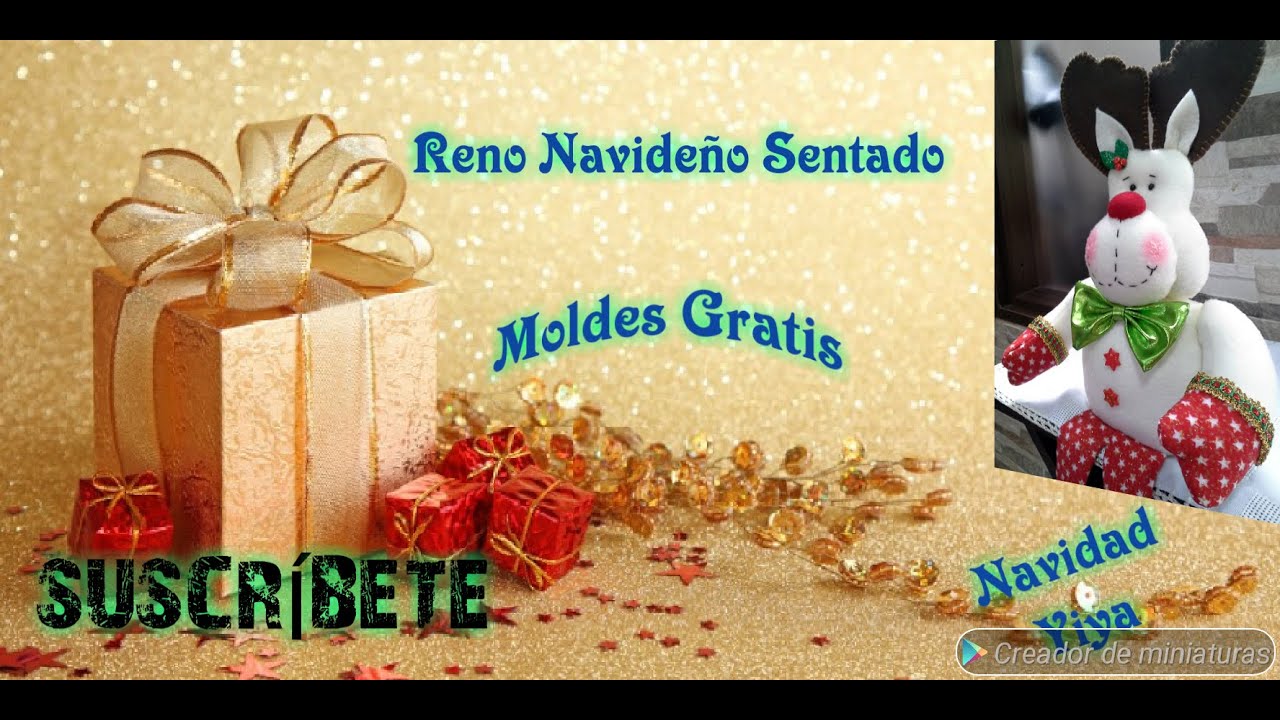 RENO NAVIDEÑO SENTADO🎄🎄 CON MOLDES GRATIS🎉🎉, (2019)