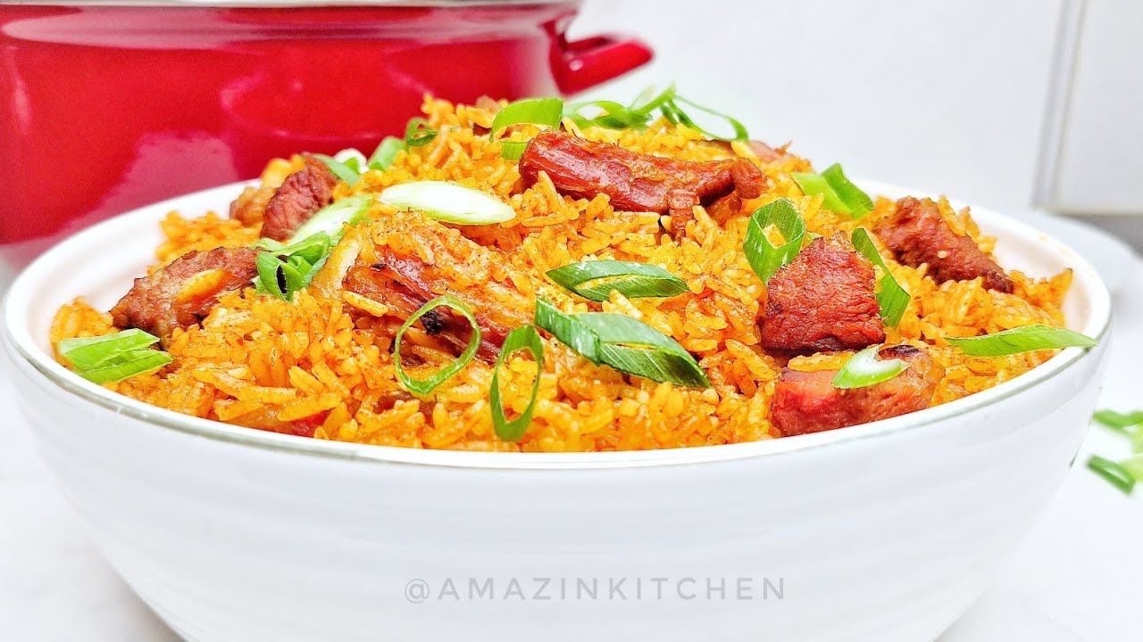Toolo Beef Jollof || Cured Beef Jollof || Ghana Jollof || Amazin Kitchen