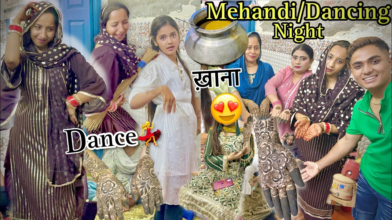 Desi Mehandi & Dancing Night In India😍 Nach Nach ke Pagl😱 Ho gye , Sabne Lagai Mehandi 🥰#viral