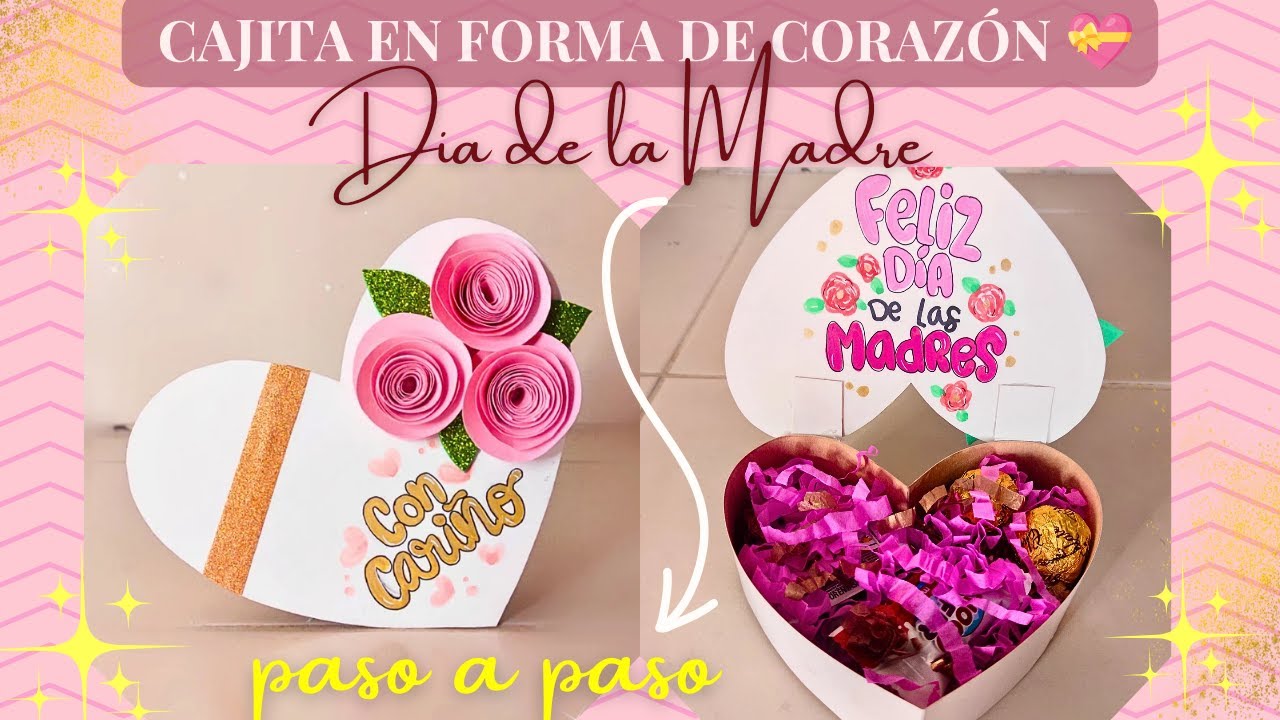 Cómo realizar una CAJITA en Forma de CORAZÓN 💝para el Día de la Madre o cualquier ocasión 😍🎁🎀