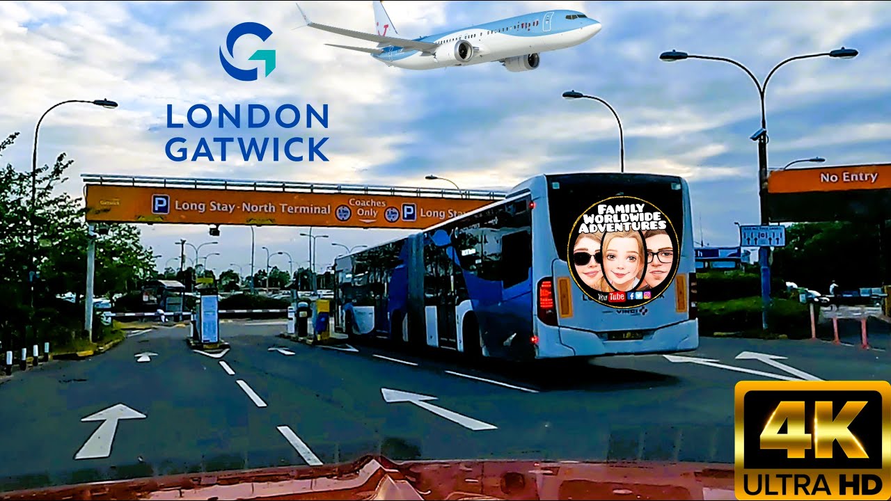Driving to London Gatwick Airport North Terminal Long stay car park, M1, M25, M23 A23 Travel vlog 4K
