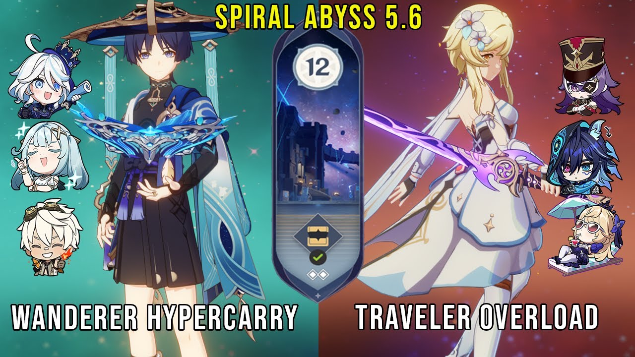 C1 Wanderer Hypercarry and C6 Traveler Overload | Genshin Impact Abyss 5.6 Floor 12 9 Stars