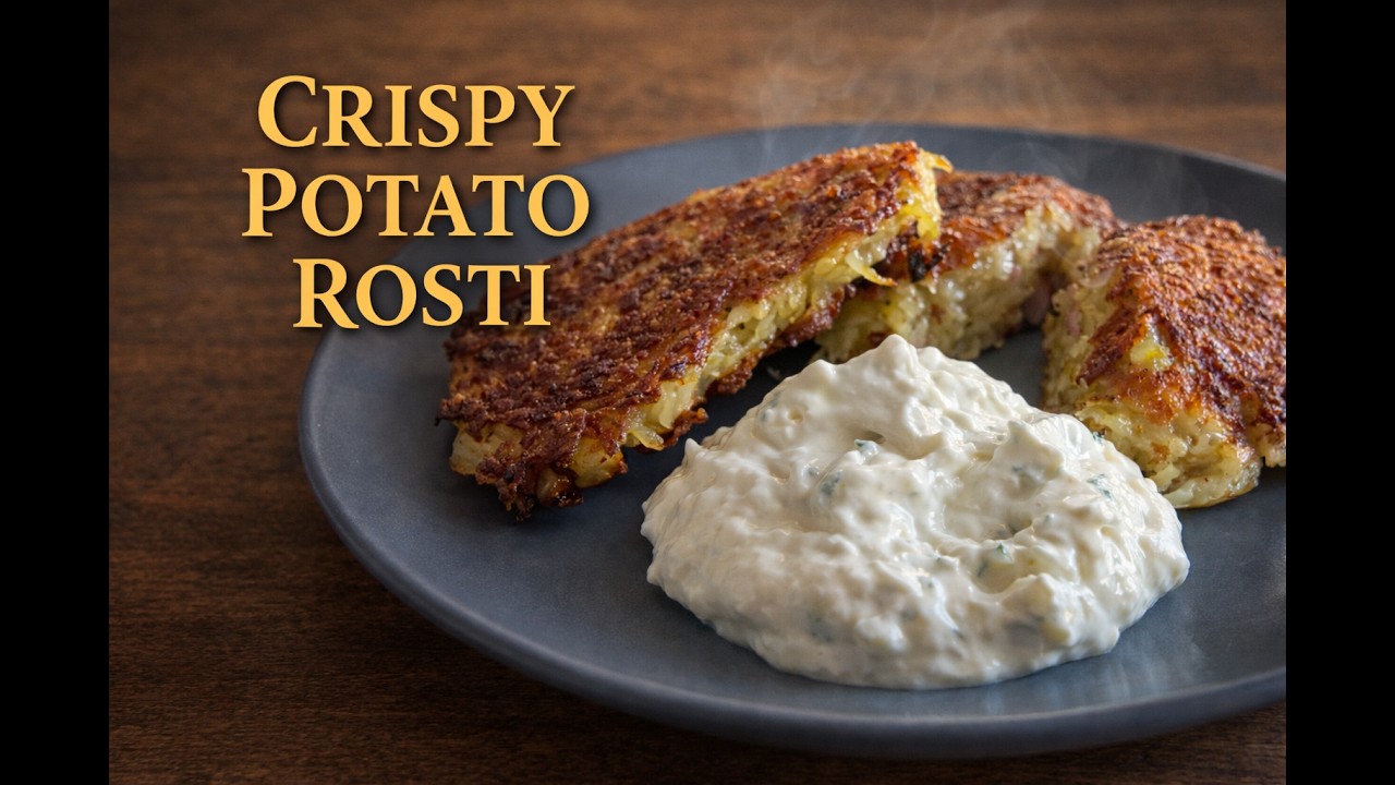 Crispy Potato Rosti with Cheese & Ham I Garlic Skyr Dip