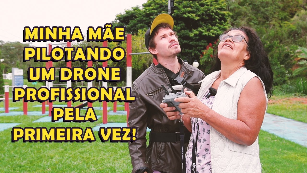 MINHA M&Atilde;E PILOTANDO O DRONE PELA PRIMEIRA VEZ |