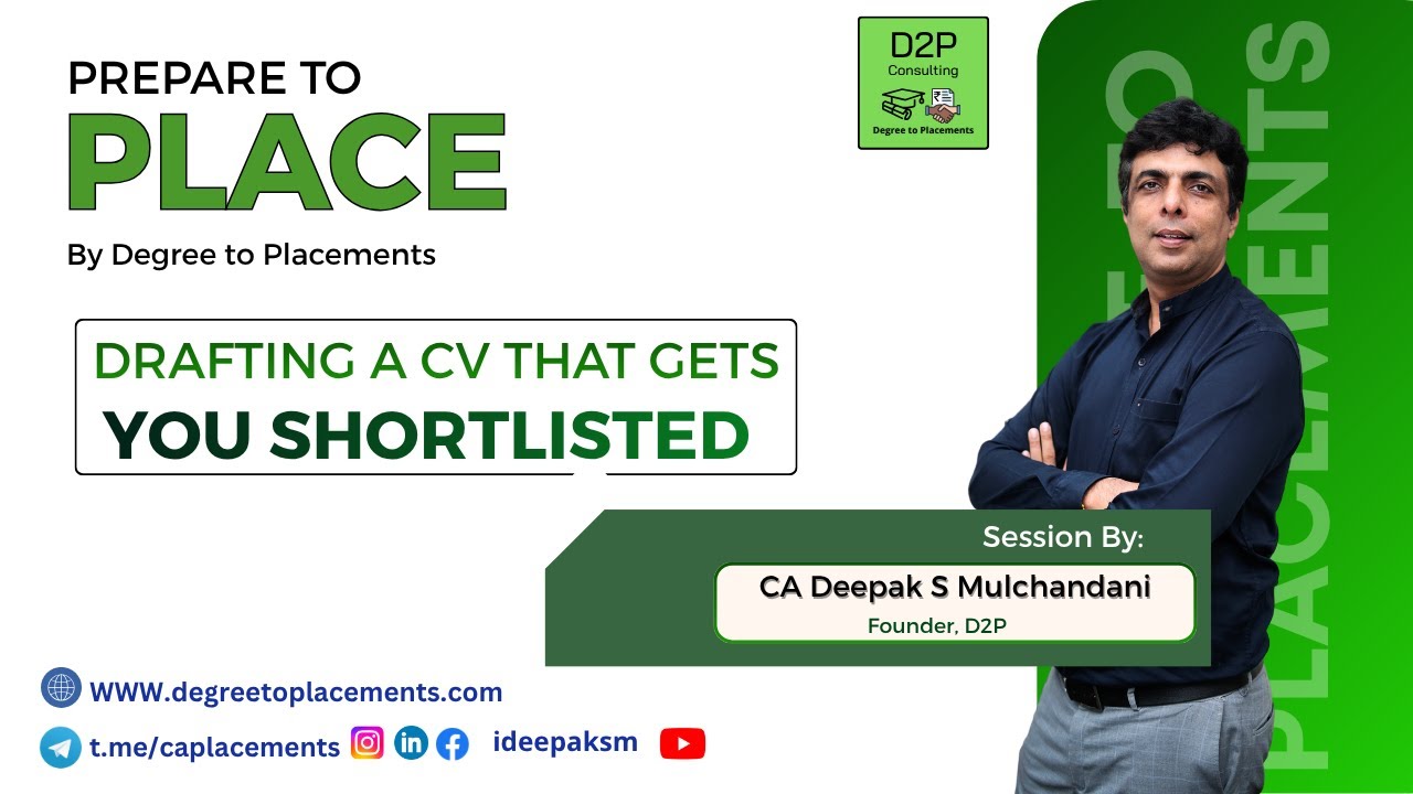 How to Draft a Perfect CV for Chartered Accountants | CV Writing Workshop by CA Deepak Mulchandani