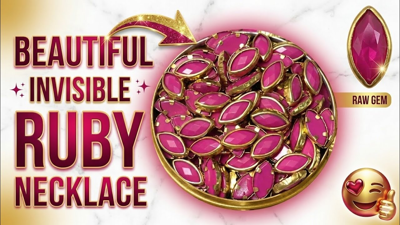 Trending Invisible Ruby Necklace | Invisible chain making at home | How to make invisible necklace 