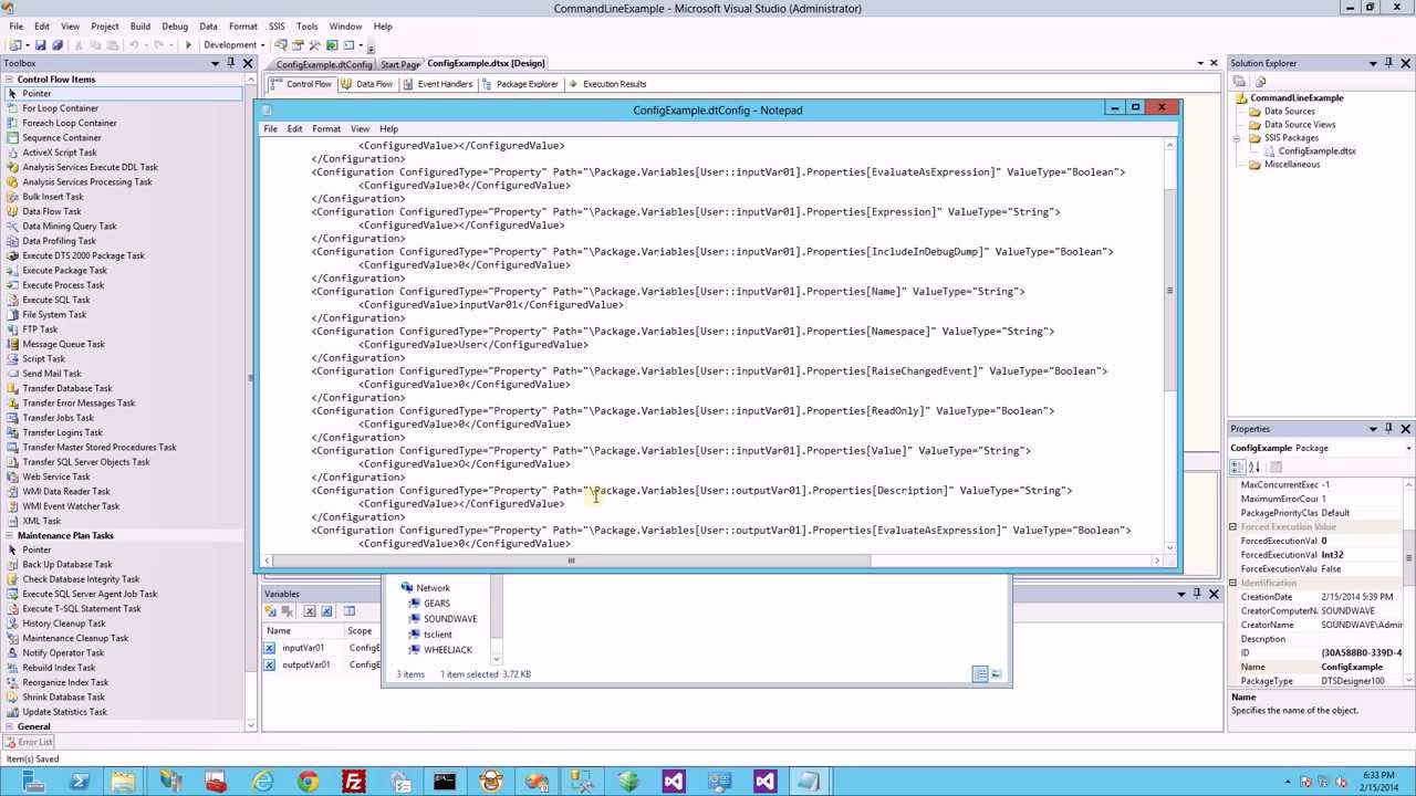 MSSQL - How To Create a SSIS Configuration File for Deployment