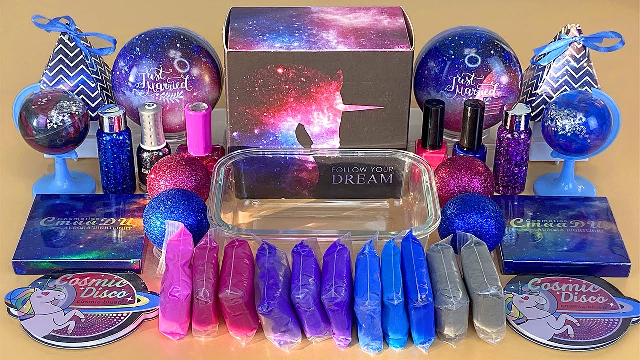 GALACTIC UNICORN SLIME 🌌🦄 Mixing makeup and glitter into Clear Slime ASMR 💯% Satisfying Slime Videos
