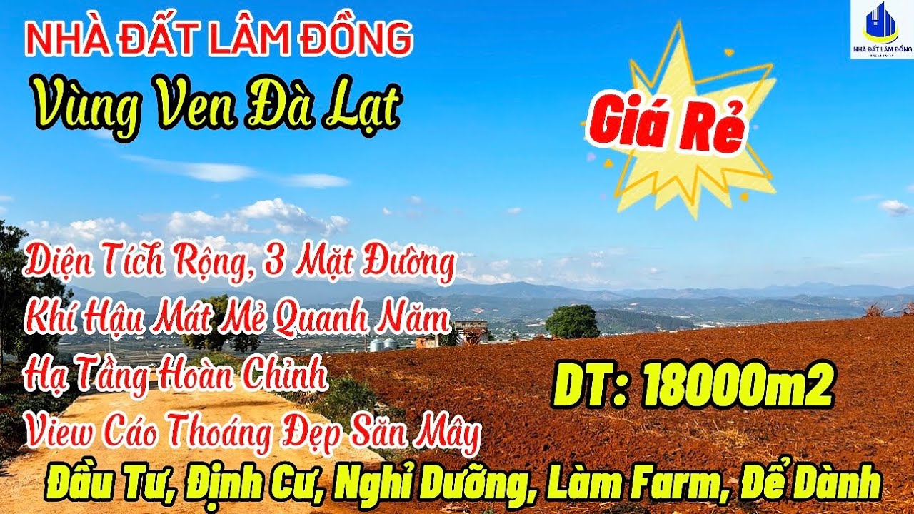 Ⓜ️ Bán Mảnh Vườn Đẹp Vùng Ven Đà Lạt. Ba Mặt Đường Bê Tông , View Cao Thoáng Săn Mây, Khí Hậu Mát Mẻ