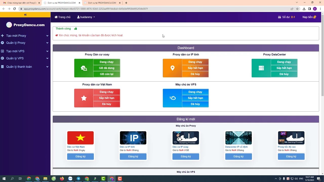 Đăng nhập, Đăng k&yacute; v&agrave; Nạp tiền v&agrave;o t&agrave;i khoản tại Proxydancu.com