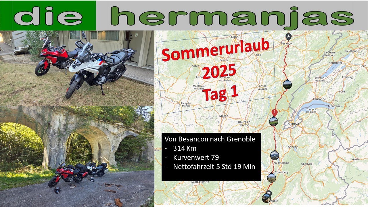Tag 1 unseres Sommerurlaubs Frankreich, Italien, Schweiz. Anfahrt nach Grenoble von Besancon aus.