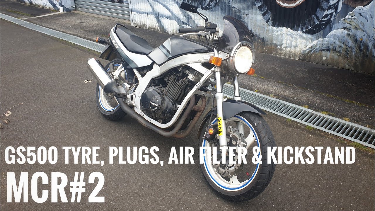 MCR#2 | Suzuki GS500 | New Dunlop Rear Tyre, Plugs, Air Filter & Kickstand | @KARMAkazeMoto Winner