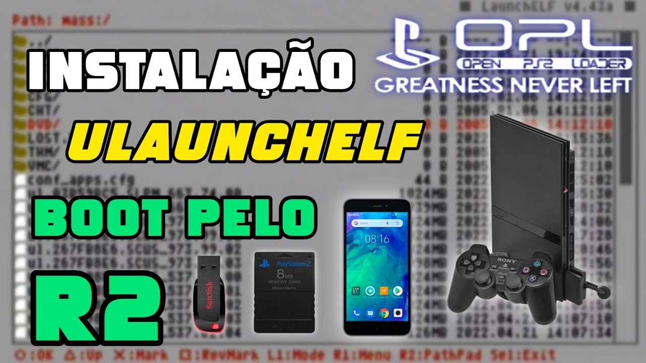 COMO INSTALAR ULAUNCHELF NO MEMORY CARD, PELO CELULAR - BOOT PELO R2 | OPL | PS2