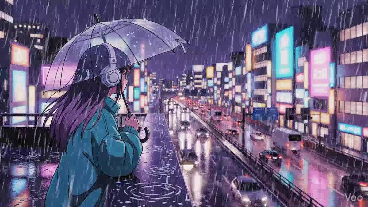 Rainy Night ASMR 🌧️ Neon Japan Lofi Chillhop