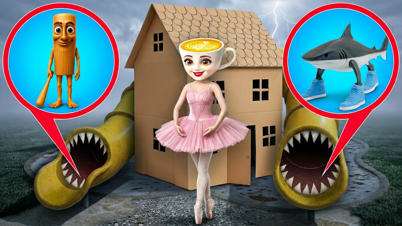 Ballerina Cappuccina’s Cardboard House! Amazing Cardboard Crafts