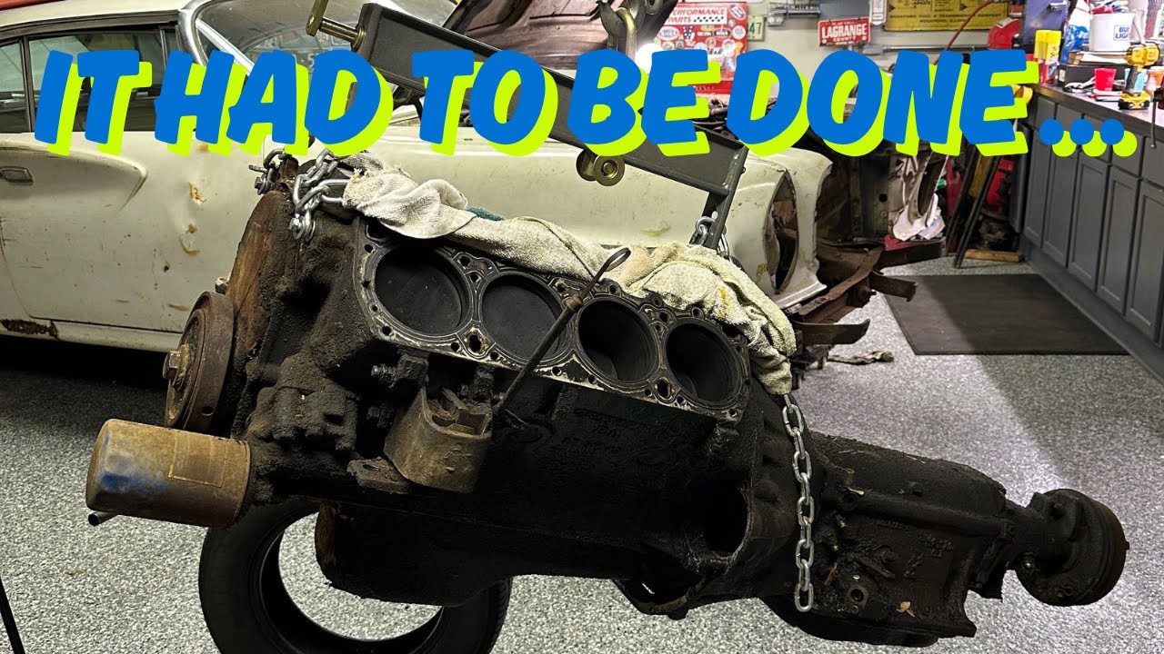 1961 Chrysler 300G ENGINE AND TRANSMISSION removal excitement