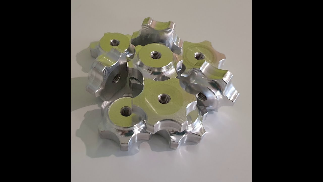 CNC milling aluminium star grip nut on Haas VF2-YT