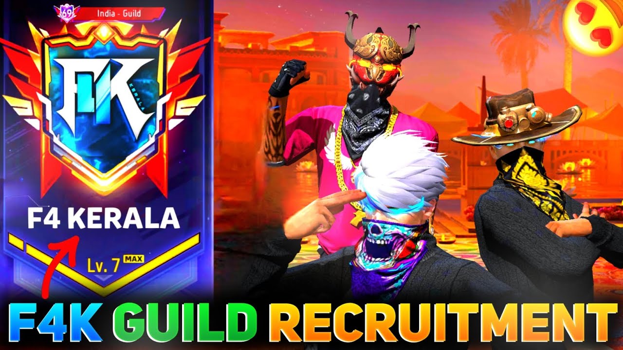 free fire  recruitment Malayalam | India top guild |f4 Kerala | santa live ff 👻