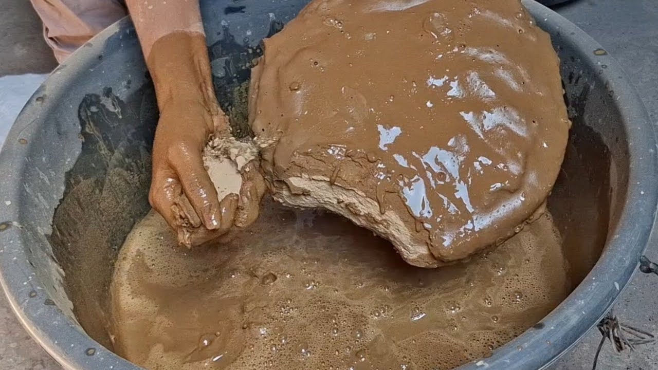 Asmr: Crispy Mud Slabs Dipping Crumbling 