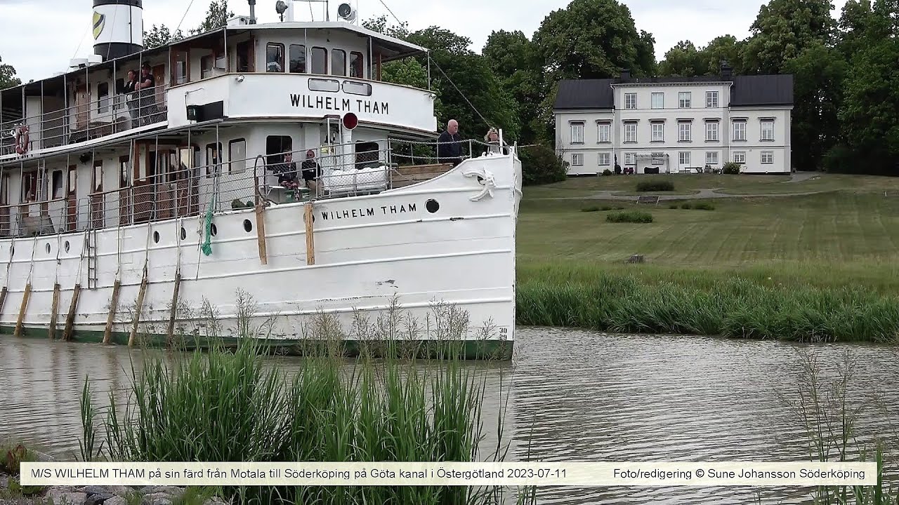 M/S WILHELM THAM på sin färd på Göta kanal från Motala till Söderköping 2023-07-11