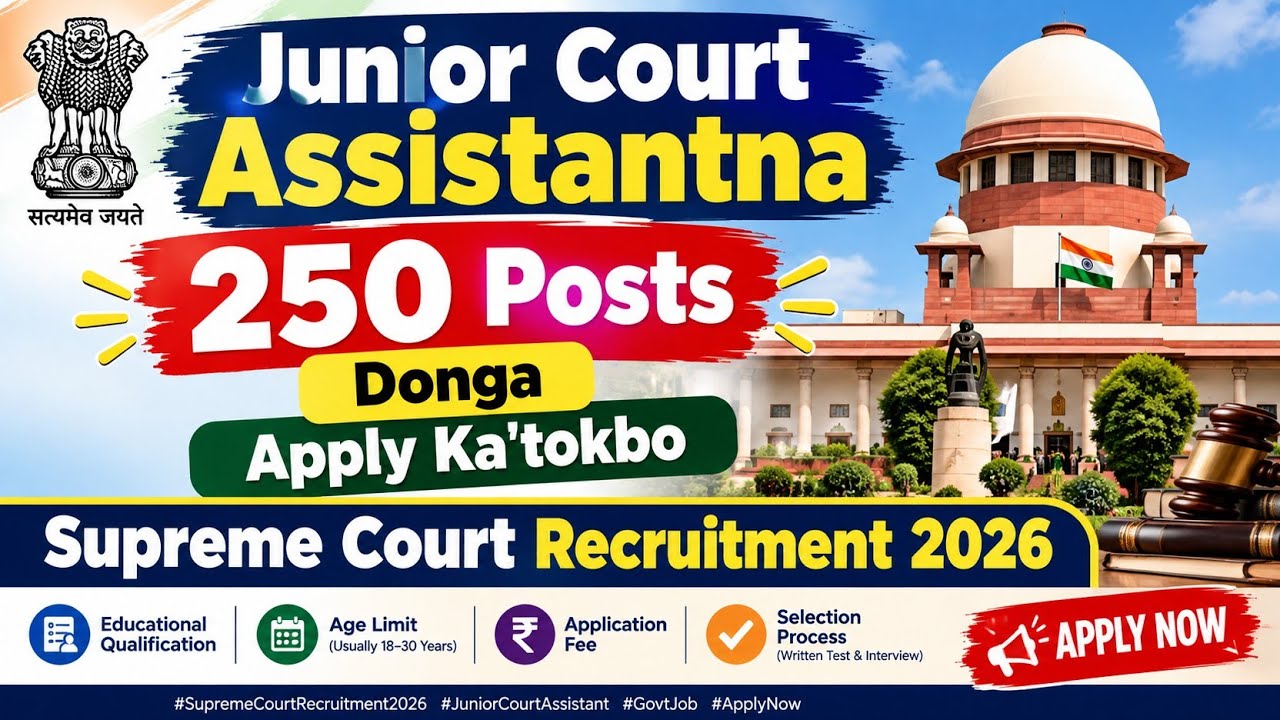 Junior Court Assistantna 250 Posts Donga Apply Ka'tokbo/Supreme Court Recruitment 2026