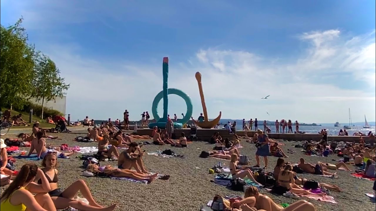 BEACH WALK OSLO NORWAY 🔥 HOT HOT SUMMER TIME 🔥 #osloelsa67