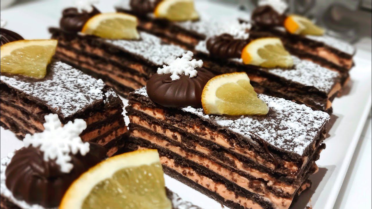 Prajitura cu foi de cacao,miere,migdale si crema de portocale-Magia sarbatorilor de iarna🍊