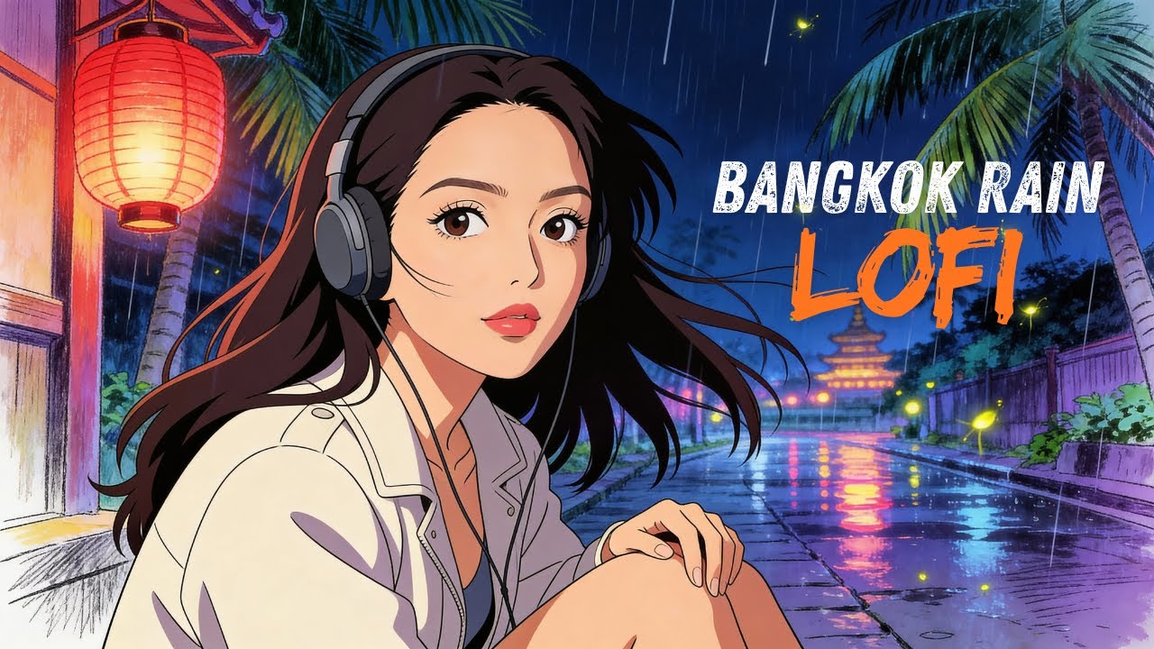 Thai LoFi Rainy Night ✨ Cozy Anime Girl in Bangkok | 1 Hour Chill Beats for Study & Sleep 🌧️🌴